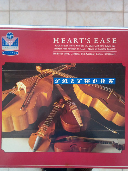 Anthony Holborne, William Byrd, John Dowland, John Bull, Orlando Gibbons, William Lawes, Alfonso Ferrabosco (2) / Fretwork : Heart's Ease (Music For Viol Consort From The Late Tudor And Early Stuart Age) (LP)