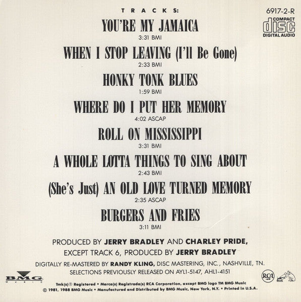Charley Pride : Greatest Hits (CD, Comp, Club, RE, RM)