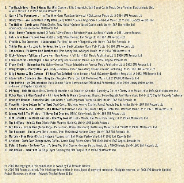 Various : Heartbeat Love Songs - 30 Classic Original Hits From The 60s (CD, Comp, Copy Prot.)