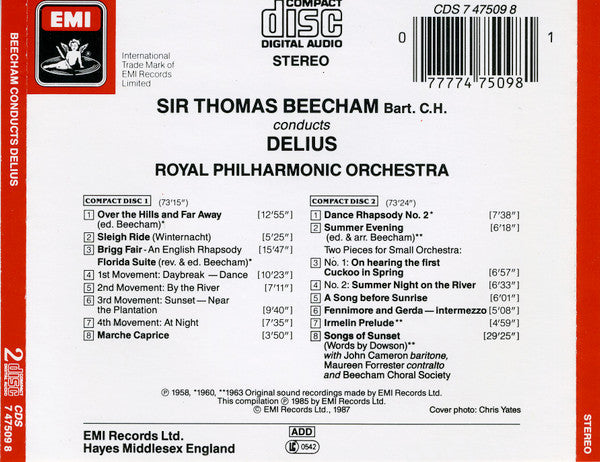 Frederick Delius - Sir Thomas Beecham, Royal Philharmonic Orchestra : Beecham Conducts Delius (2xCD, Album, Comp)