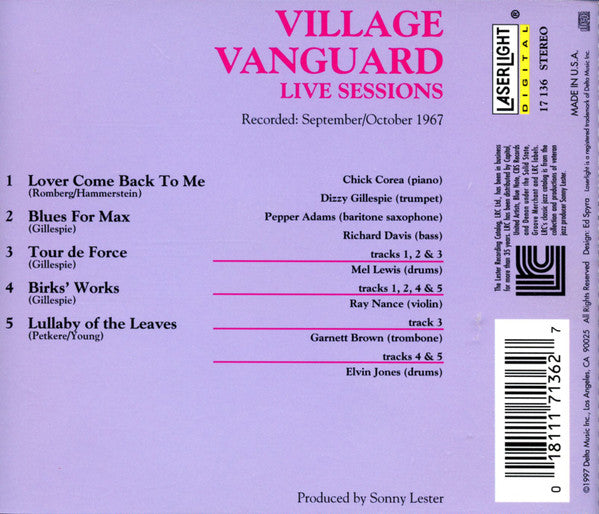 Chick Corea, Dizzy Gillespie, Elvin Jones, Mel Lewis, Ray Nance, Pepper Adams, Richard Davis (2) : Village Vanguard Live Sessions (CD, Comp, RE)