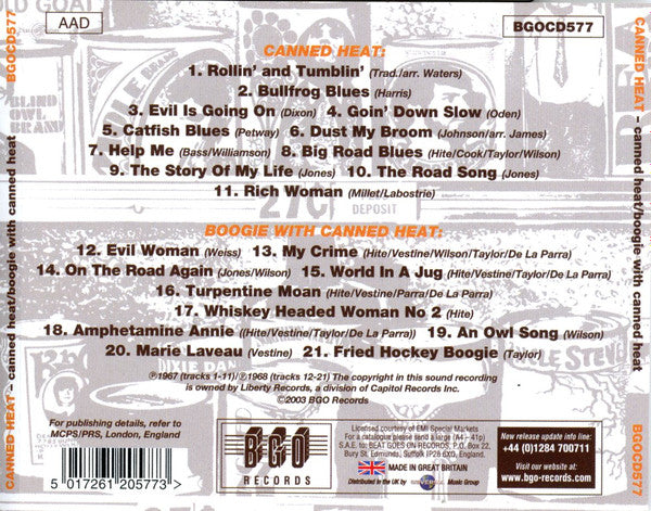 Canned Heat : Canned Heat / Boogie With Canned Heat (CD, Comp, RE, Son)