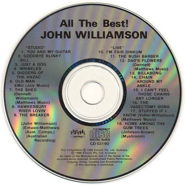 John Williamson : All The Best! (CD, Comp, RE)