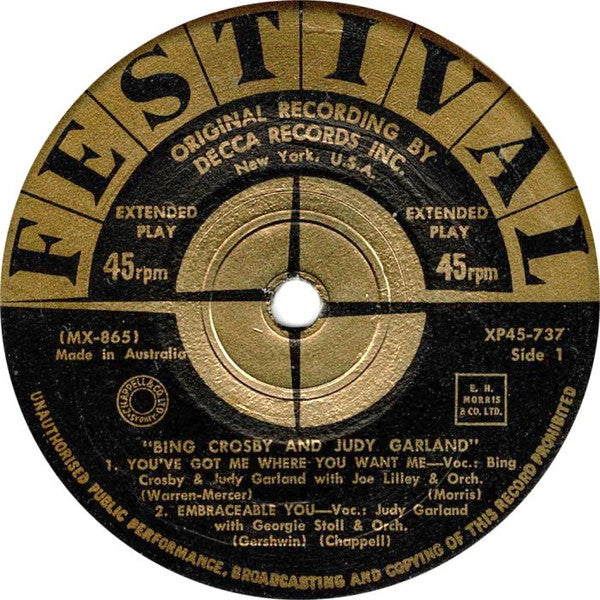 Bing Crosby, Judy Garland : Bing and Judy (7", EP)