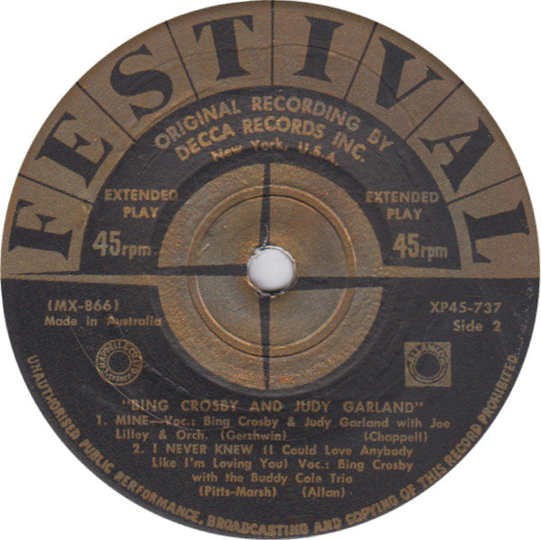Bing Crosby, Judy Garland : Bing and Judy (7", EP)