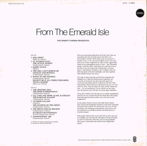 Robert Farnon And His Orchestra : From The Emerald Isle (LP, Album, Club, RE)