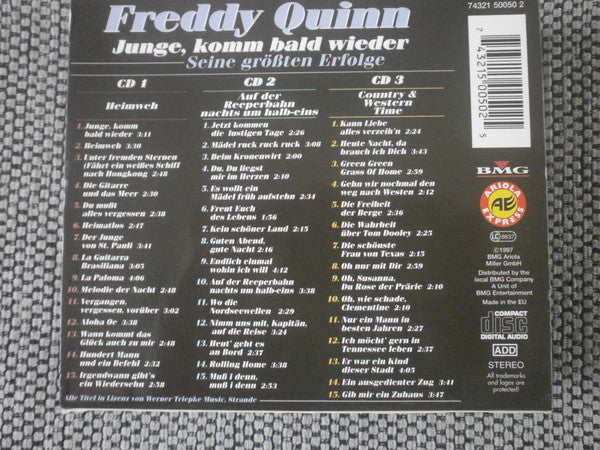 Freddy Quinn : Junge, Komm Bald Wieder: Seine Größten Erfolge (3xCD, Comp + Box)