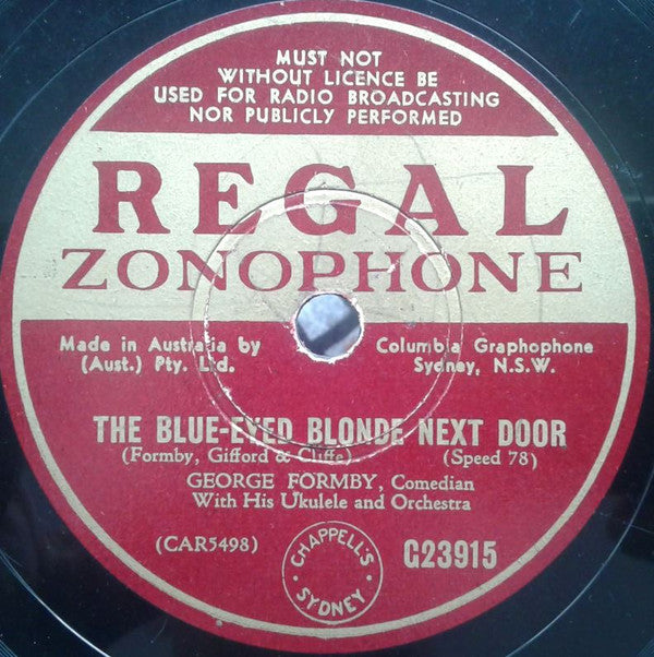 George Formby : Dan The Dairy Man / The Blue-Eyed Blonde Next Door (Shellac, 10")