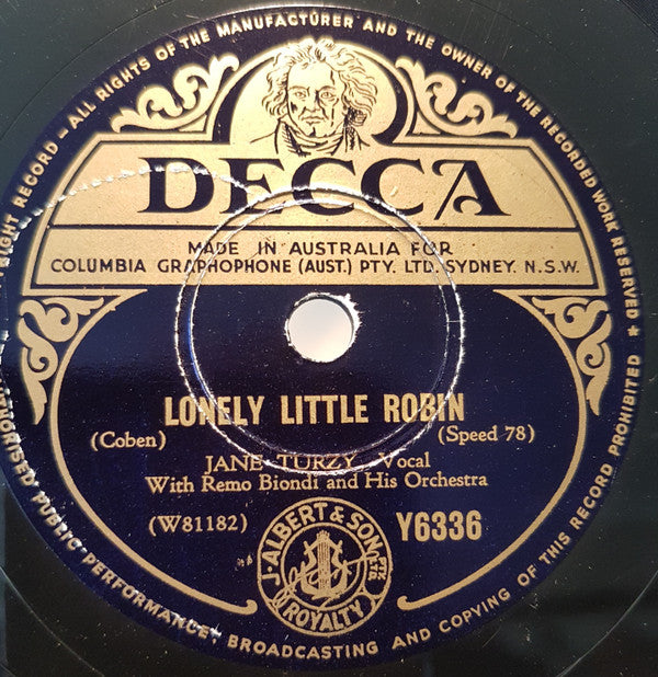 Jane Turzy : Lonely Little Robin / Sweet Violets (Shellac, 10")