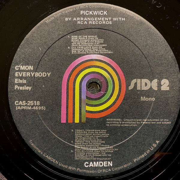 Elvis Presley : C'mon Everybody (LP, Comp, Mono, RE)