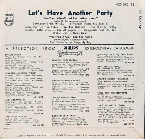 Winifred Atwell : Let's Have Another Party (7", EP)