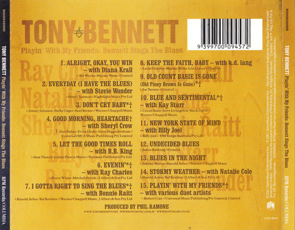 Tony Bennett : Playin' With My Friends: Bennett Sings The Blues (CD, Album)