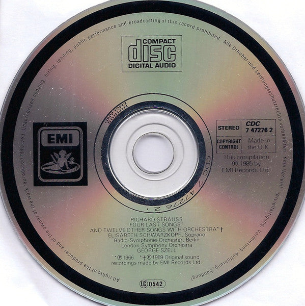 Richard Strauss - Elisabeth Schwarzkopf, George Szell, Radio-Symphonie-Orchester Berlin, London Symphony Orchestra : Vier Letze Lieder (Four Last Songs - Quatre Derniers Lieder) And Twelve Other Songs With Orchestra (CD, Comp)