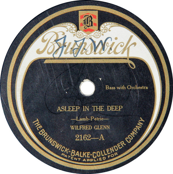 Wilfred Glenn : Asleep In The Deep / Rocked In The Cradle Of The Deep (Shellac, 10")