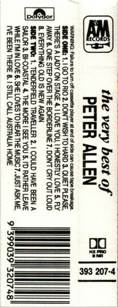 Peter Allen : The Very Best Of .... Peter Allen (Cass, Comp, RE)