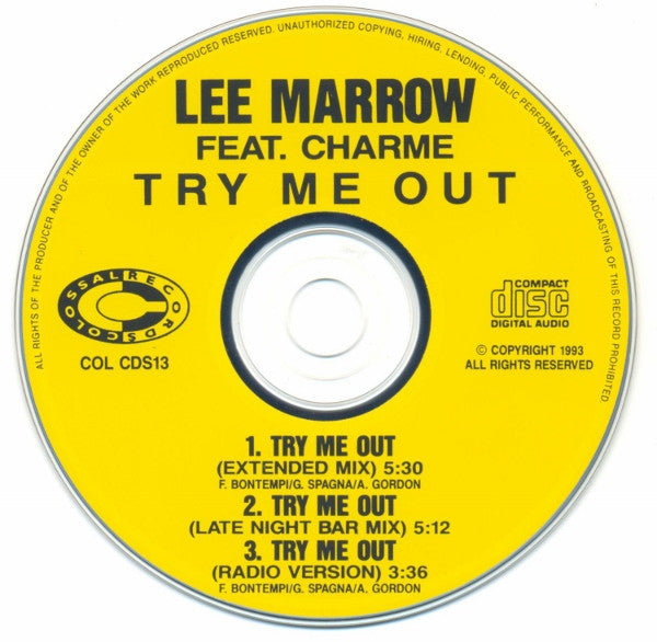 Lee Marrow Feat. Charme : Try Me Out (CD, Maxi)