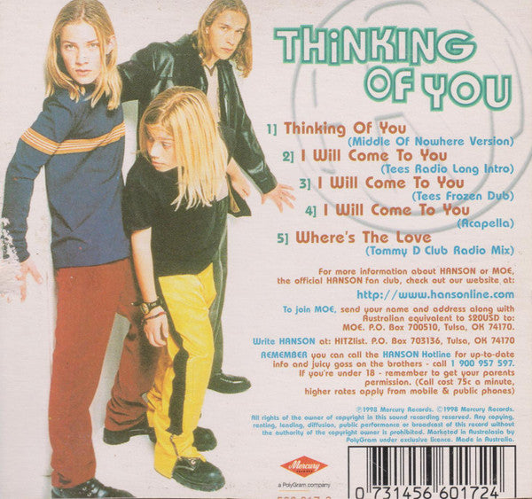 Hanson : Thinking Of You (CD, Single, Ltd, Car)