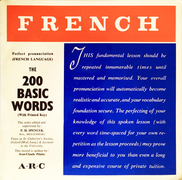 Jean-Claude Pilâtre : French - The 200 Basic Words (7", EP)