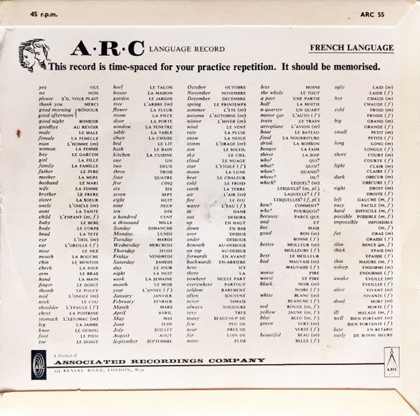 Jean-Claude Pilâtre : French - The 200 Basic Words (7", EP)