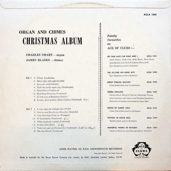 Charles Smart, James Blades : Organ And Chimes Christmas Album (LP, Album, Mono)