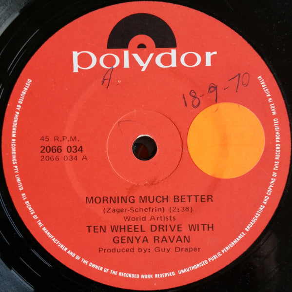 Ten Wheel Drive With Genya Ravan : Morning Much Better (7", Single)