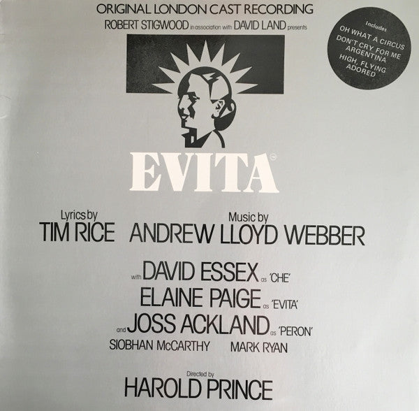 Andrew Lloyd Webber And Tim Rice : Evita (Original London Cast Recording) (LP, Album, Gat)