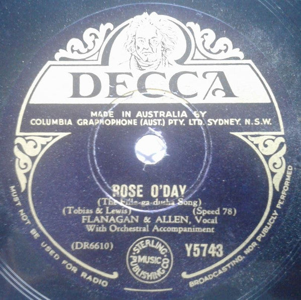 Flanagan And Allen : Down Forget-Me-Not Lane / Rose O'Day (Shellac, 10")