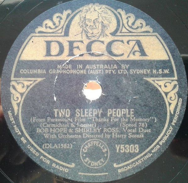 Bob Hope & Shirley Ross : Two Sleepy People / Thanks For The Memory (Shellac, 10")