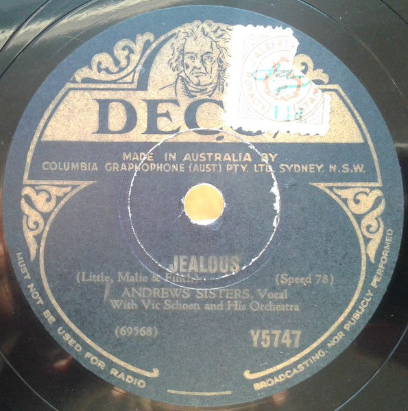 The Andrews Sisters With Vic Schoen And His Orchestra : Jealous / Why Don't We Do This More Often (Shellac, 10")