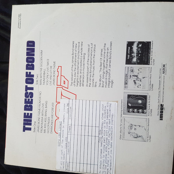 The Hollywood Studio Orchestra : The Best Of James Bond (LP, Album)