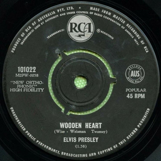 Elvis Presley : Wooden Heart (7", Single, Mono, bla)