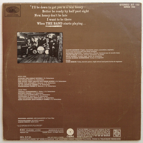 The Band : The Band (LP, Album, Tex)