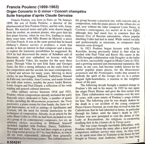 Poulenc* - Philippe Lefebvre, Elisabeth Chojnacka, Orchestre National De Lille*, Jean-Claude Casadesus : Organ Concerto / Concert Champêtre / Suite Française (CD, Album)