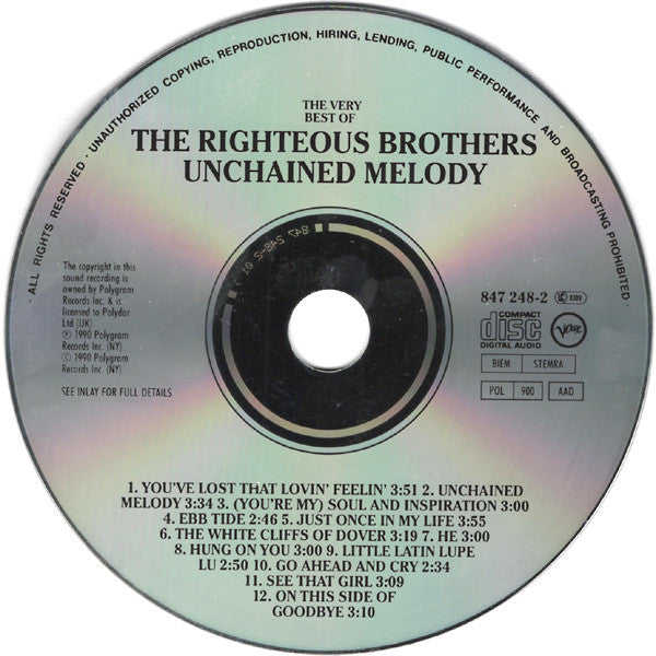 The Righteous Brothers : The Very Best Of The Righteous Brothers - Unchained Melody (CD, Comp)