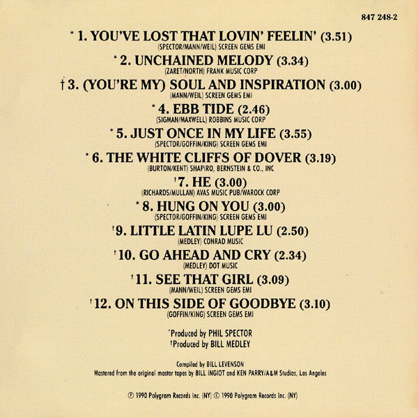 The Righteous Brothers : The Very Best Of The Righteous Brothers - Unchained Melody (CD, Comp)