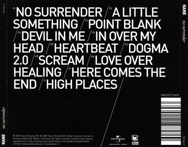 Kane (2) : No Surrender (CD, Album)