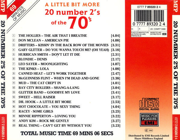 Various : A Little Bit More - 20 Number 2's Of The 70's (CD, Comp, Mono)