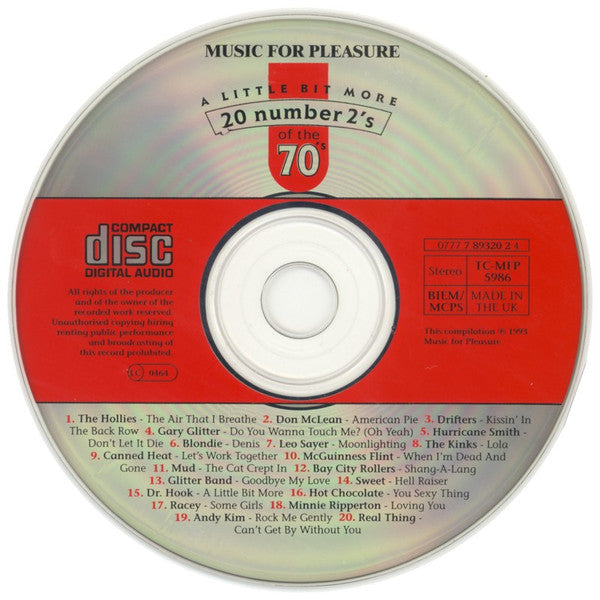 Various : A Little Bit More - 20 Number 2's Of The 70's (CD, Comp, Mono)