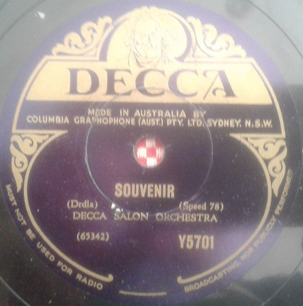 Decca Salon Orchestra : Serenade / Souvenir (Shellac, 10")