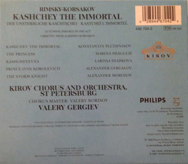 Nikolai Rimsky-Korsakov / Kirov Chorus And Kirov Orchestra, Valery Gergiev : Kashchey The Immortal (CD, Album)