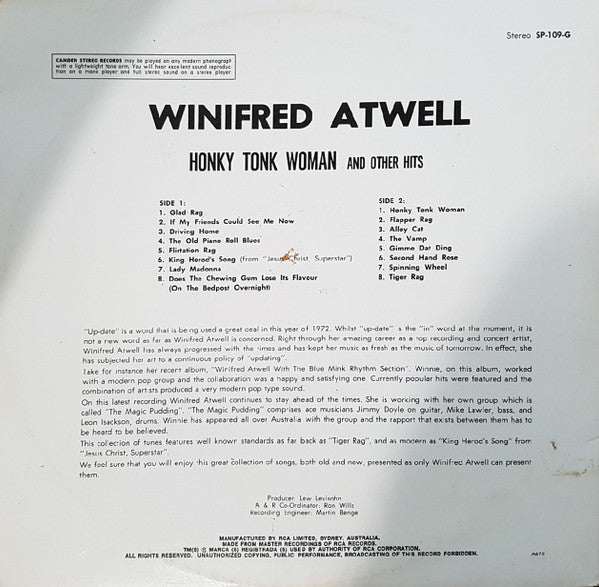 Winifred Atwell : Honky Tonk Woman And Other Hits (LP)