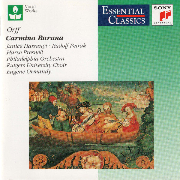 Carl Orff / Janice Harsanyi, Rudolf Petrak • Harve Presnell, The Philadelphia Orchestra, The Rutgers University Choir, Eugene Ormandy : Carmina Burana (CD, Album, RE, RM)