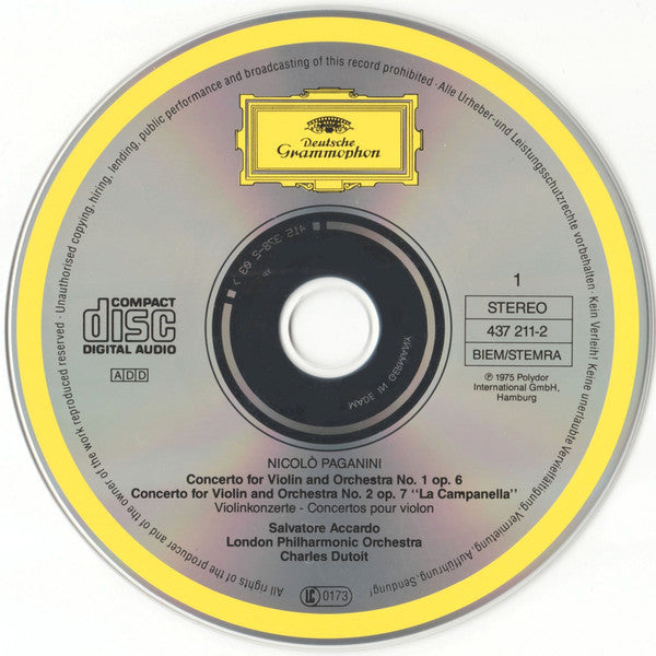 Paganini* - Salvatore Accardo, London Philharmonic Orchestra, Charles Dutoit : The 6 Violin Concertos = -Die Violinkonzerte (3xCD, Album)