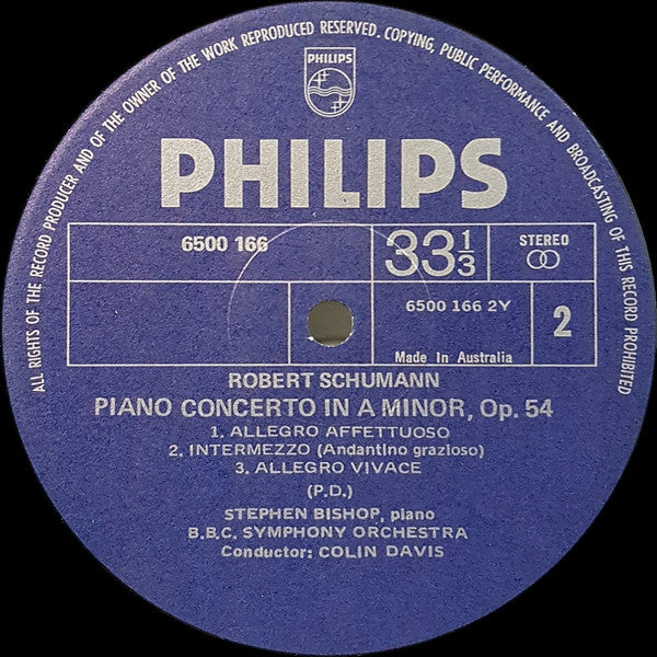 Edvard Grieg, Robert Schumann, Stephen Bishop (3), BBC Symphony Orchestra, Sir Colin Davis : Piano Concertos (LP)