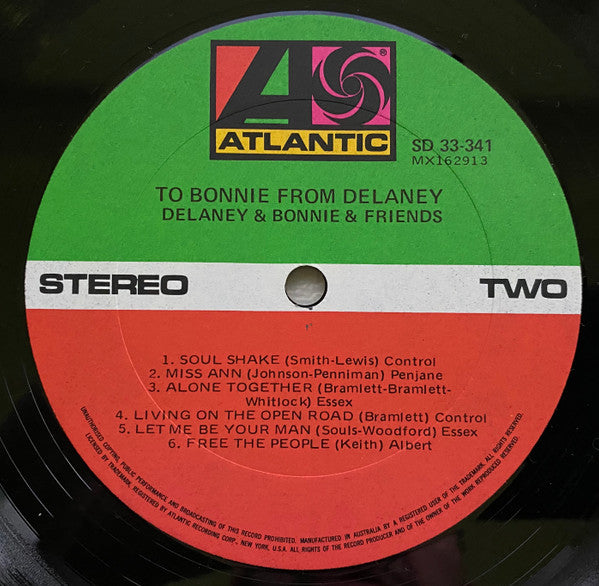 Delaney & Bonnie & Friends : To Bonnie From Delaney (LP, Album)