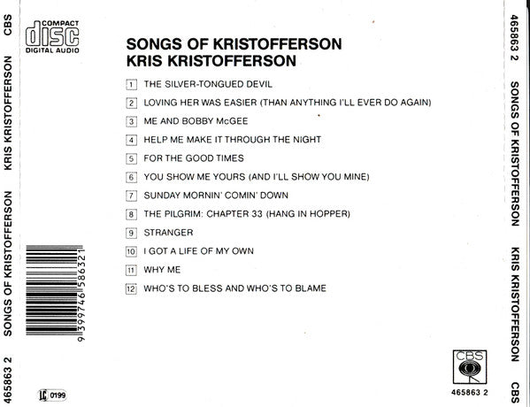 Kris Kristofferson : Songs Of Kristofferson (CD, Comp, RE)