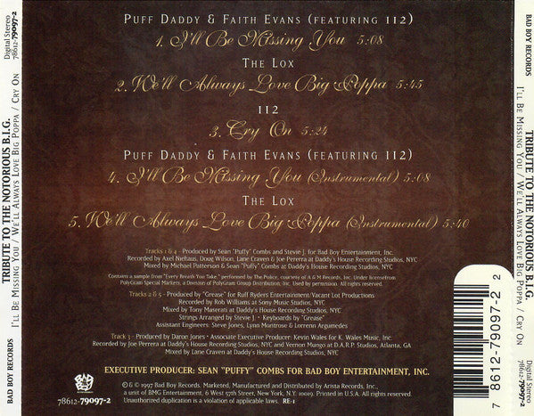 Puff Daddy & Faith Evans / 112 / The Lox : Tribute To The Notorious B.I.G. (CD, Maxi)