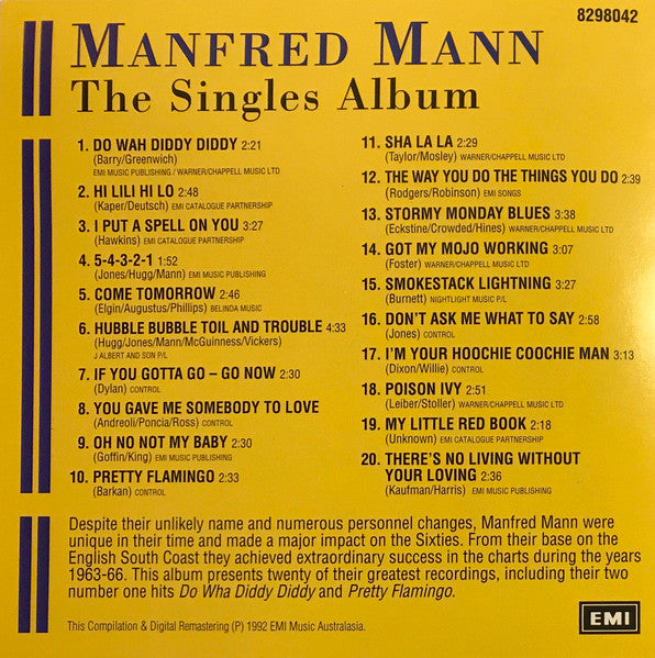 Manfred Mann : The Singles Album (CD, Comp, RE, RM)
