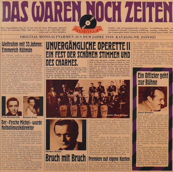 Various : Das Waren Noch Zeiten - Unvergängliche Operette, Folge 2 (LP, Comp)