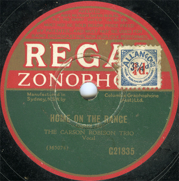 Carson Robison / Carson Robison Trio : Why Are The Young Folks So Thoughtless / Home On The Range (Shellac, 10")